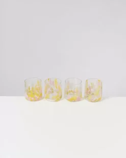 Motel a Miio Alegria 4Er Set Glas Klein Big Drops Rosa Gelb