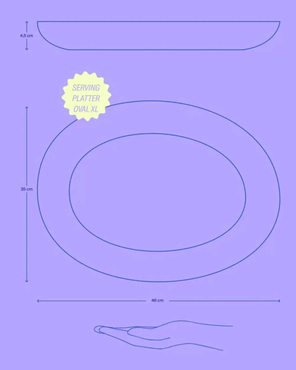 Motel a Miio Areia Servierplatte Oval Xl Grau