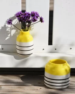 Motel a Miio Bebe Vase Gelb Schwarz Gestreift