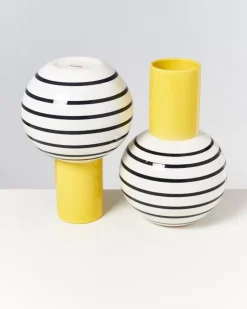 Motel a Miio Bola Vase L Gelb Schwarz Gestreift