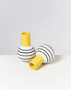 Motel a Miio Bola Vase M Gelb Schwarz Gestreift