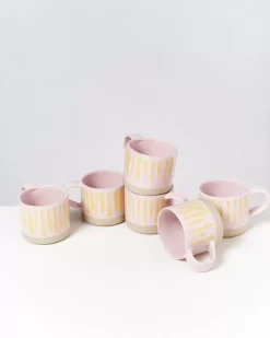 Motel a Miio Nodoa 6Er Set Tasse Rosa Gelb Gestreift