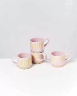 Motel a Miio Nodoa 4Er Set Tasse Rosa Gelb Gestreift