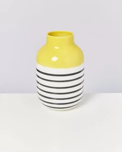 Motel a Miio Nuno Vase L Gelb Schwarz Gestreift