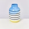 Motel a Miio Nuno Vase L Schwarz-Weis Gestreift Mit Blau