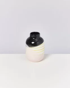 Motel a Miio Nuno Vase M Schwarz Rosa Gelb Gestreift