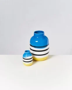Motel a Miio Nuno Vase S Schwarz-Weis Gestreift Mit Blau